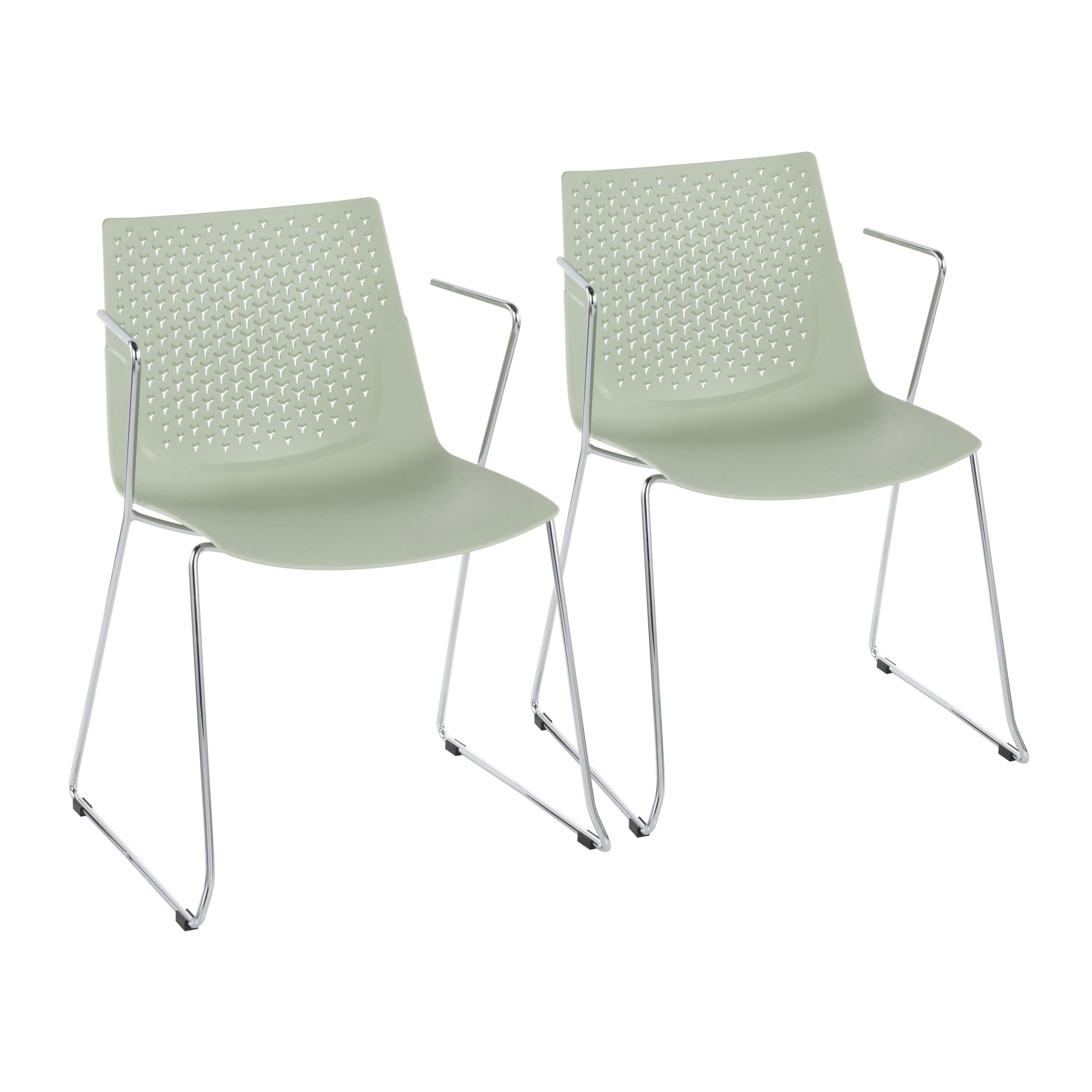 Matcha Green Chrome Contemporary Dining Accent Chairs (Set of 2) 1 Matcha Green Chrome Contemporary Dining Accent Chairs (Set of 2)