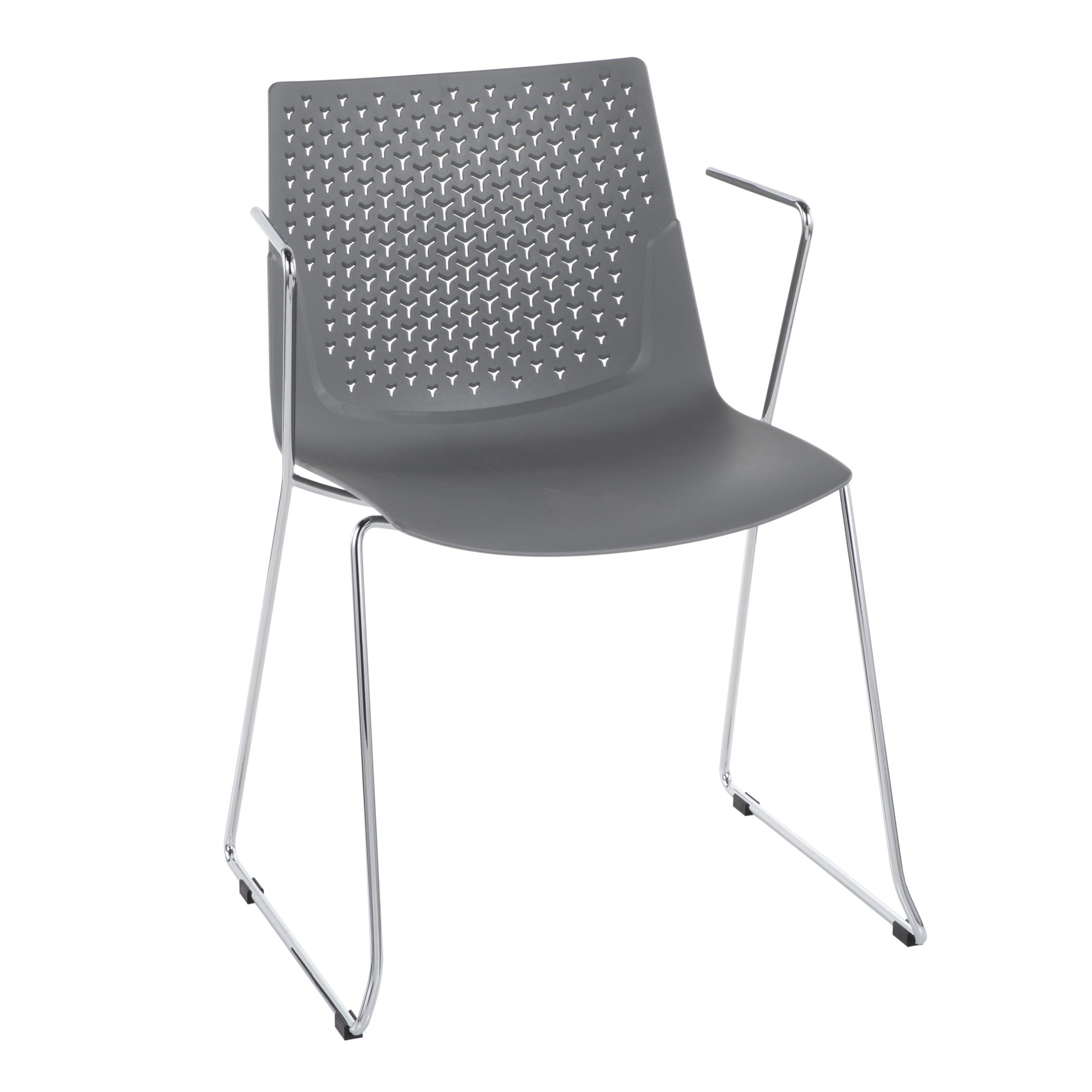 Matcha Grey Chrome Contemporary Accent Chairs (Set of 2) 2 Matcha Grey Chrome Contemporary Accent Chairs (Set of 2) - Image 2