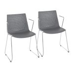 Matcha Grey Chrome Contemporary Accent Chairs (Set of 2) 11 Matcha Grey Chrome Contemporary Accent Chairs (Set of 2)