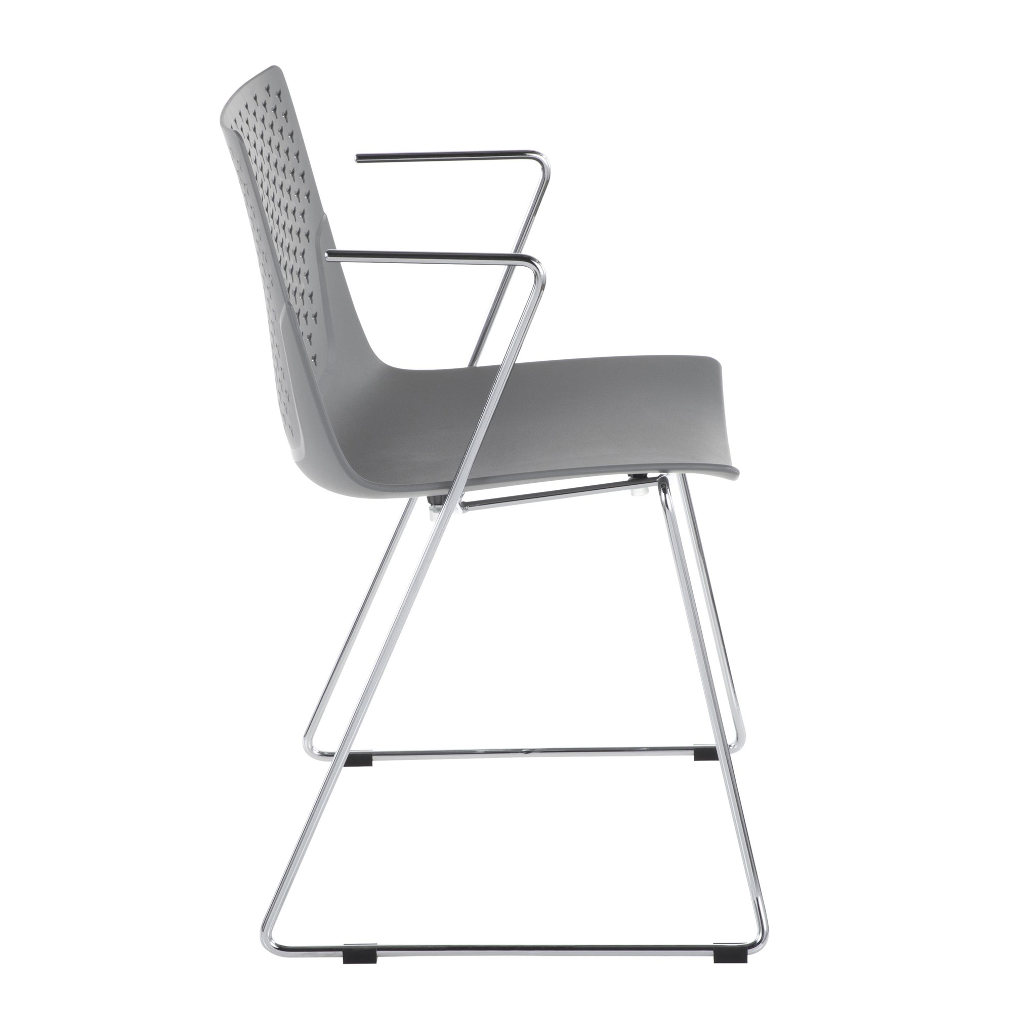Matcha Grey Chrome Contemporary Accent Chairs (Set of 2) 3 Matcha Grey Chrome Contemporary Accent Chairs (Set of 2) - Image 3