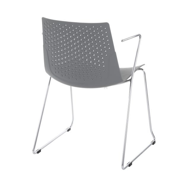 Matcha Grey Chrome Contemporary Accent Chairs Set of 2 3