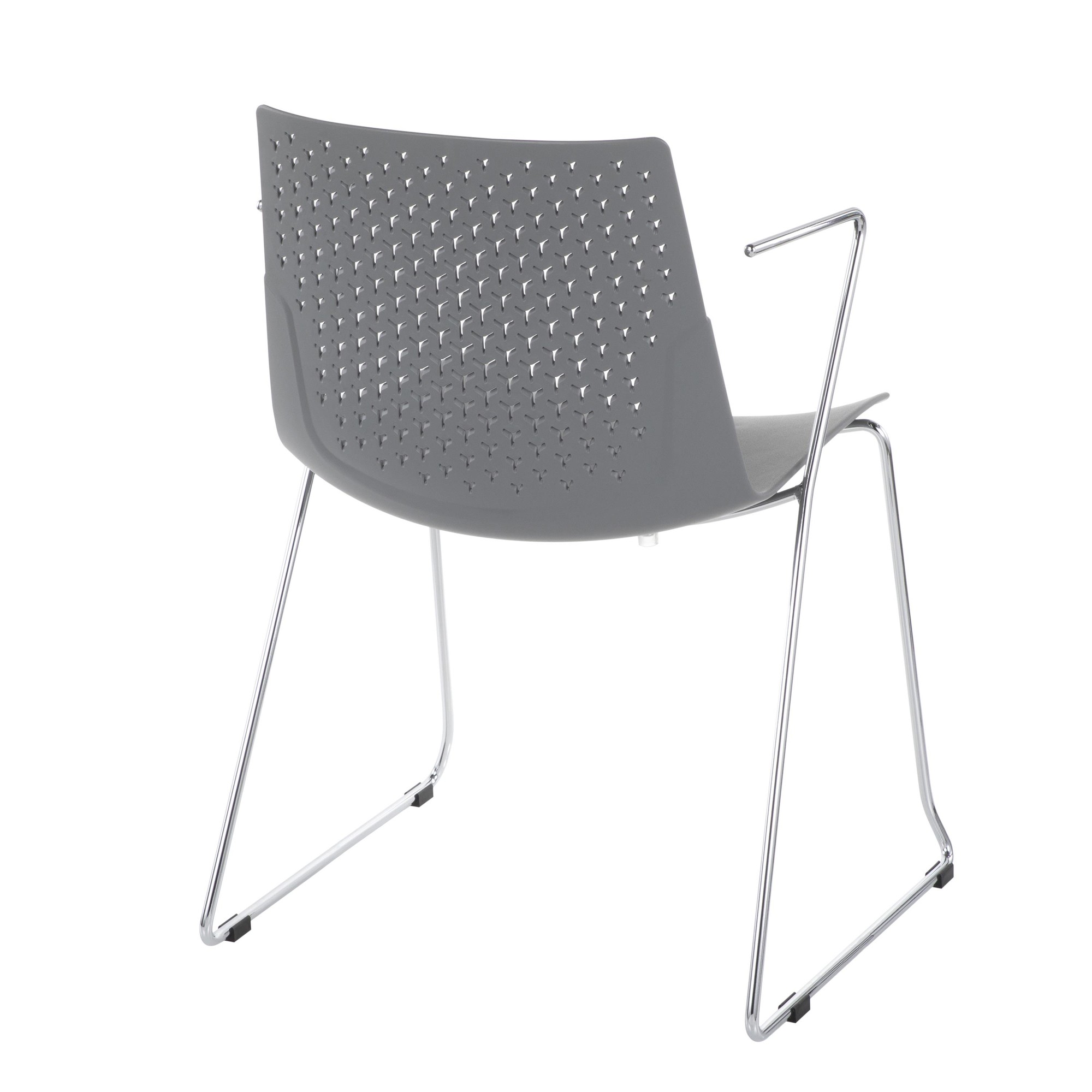 Matcha Grey Chrome Contemporary Accent Chairs (Set of 2) 4 Matcha Grey Chrome Contemporary Accent Chairs (Set of 2) - Image 4