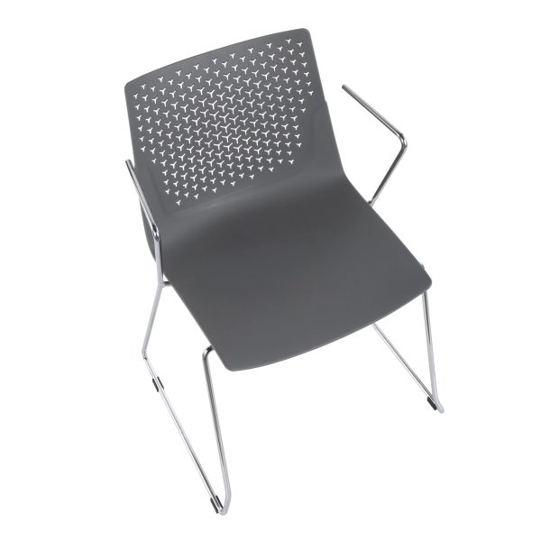 Matcha Grey Chrome Contemporary Accent Chairs Set of 2 6