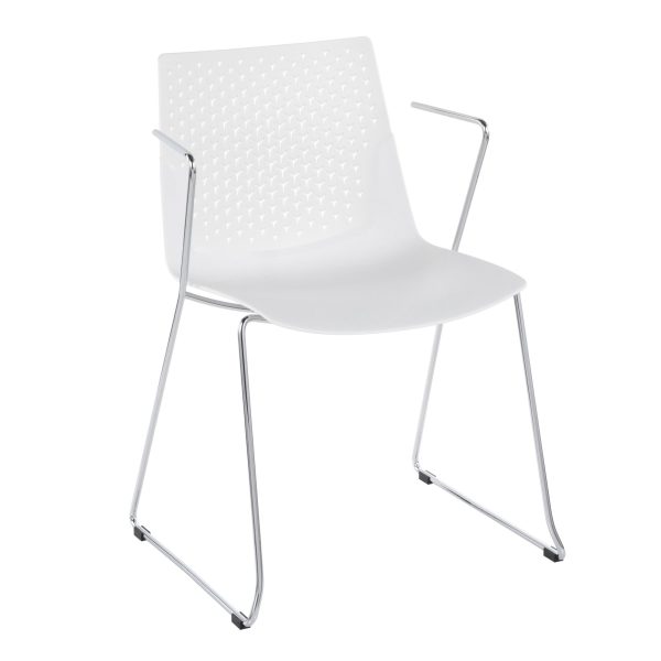 Matcha White Contemporary Chrome Accent Chairs Set of 2 2