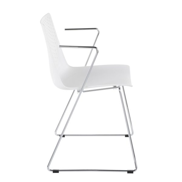 Matcha White Contemporary Chrome Accent Chairs Set of 2 3