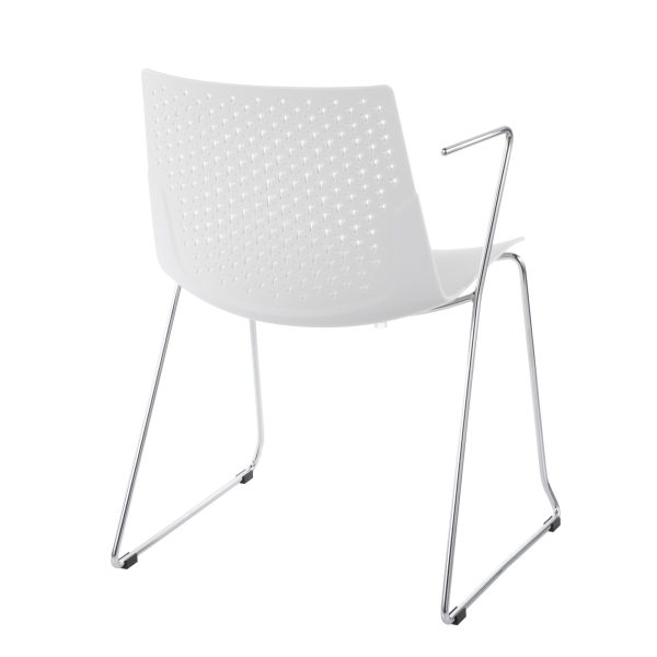 Matcha White Contemporary Chrome Accent Chairs Set of 2 4