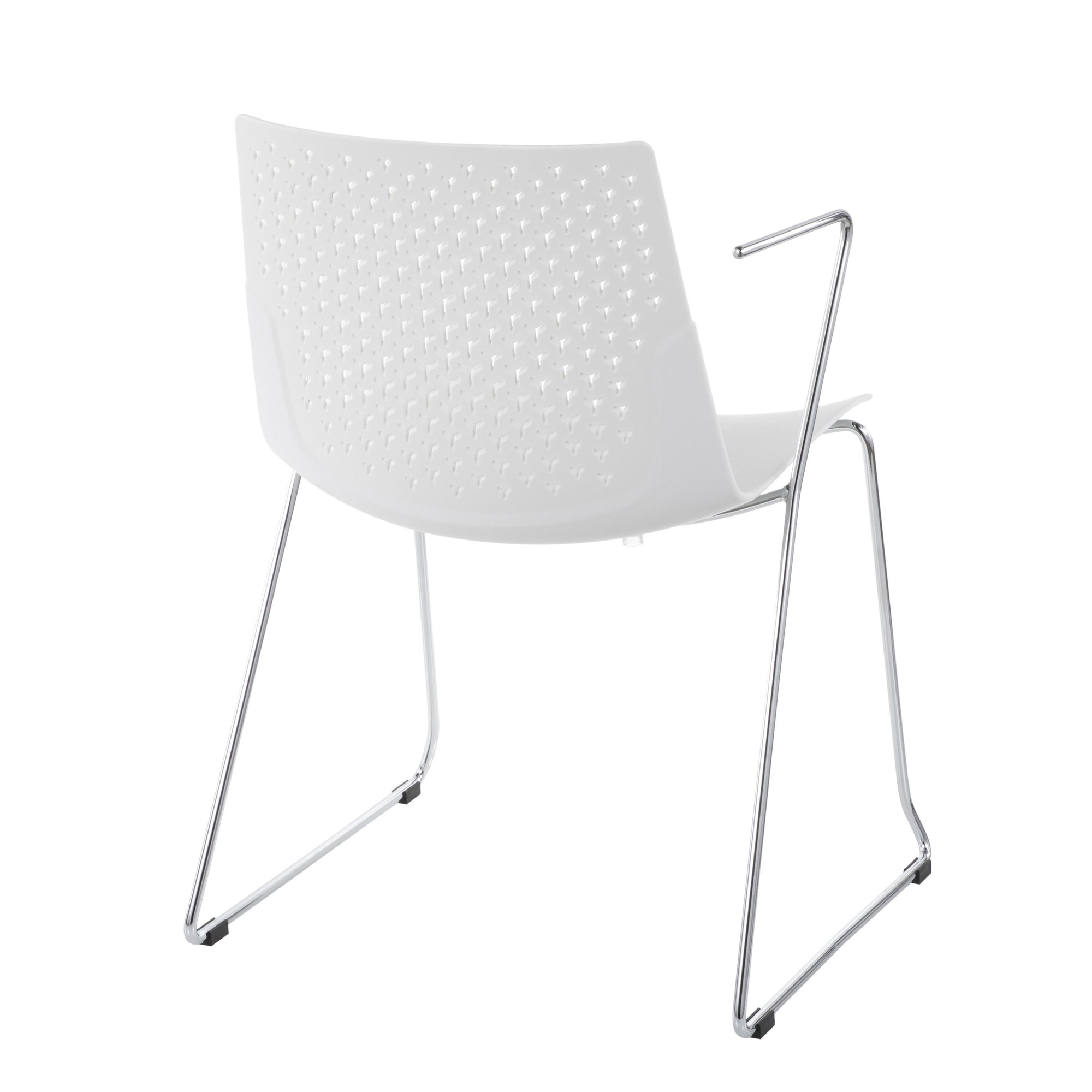 Matcha White Contemporary Chrome Accent Chairs (Set of 2) 5 Matcha White Contemporary Chrome Accent Chairs (Set of 2) - Image 5