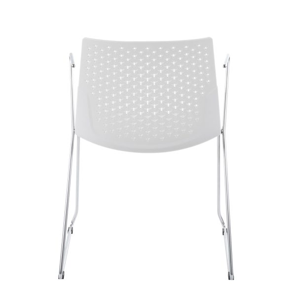 Matcha White Contemporary Chrome Accent Chairs Set of 2 5