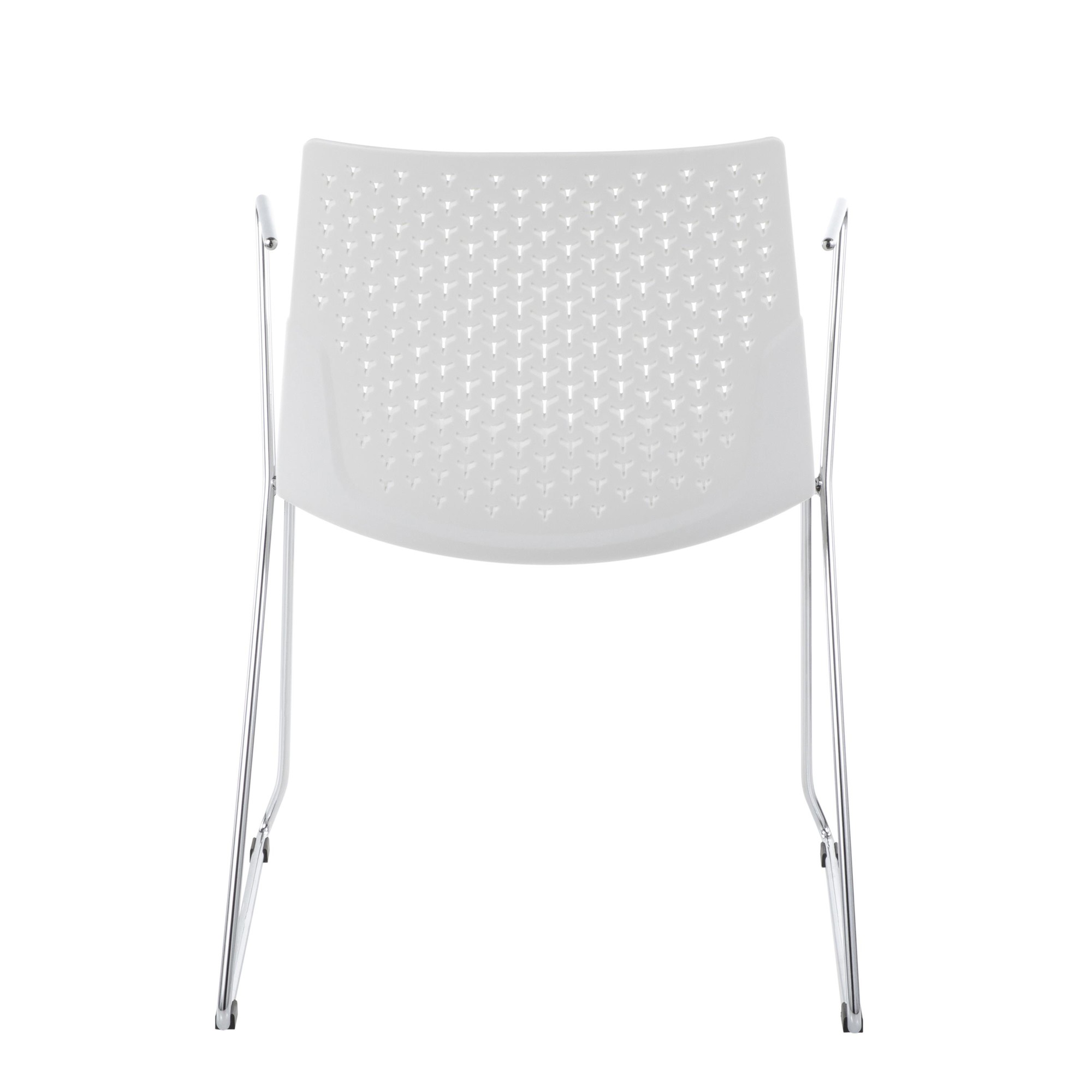 Matcha White Contemporary Chrome Accent Chairs (Set of 2) 6 Matcha White Contemporary Chrome Accent Chairs (Set of 2) - Image 6