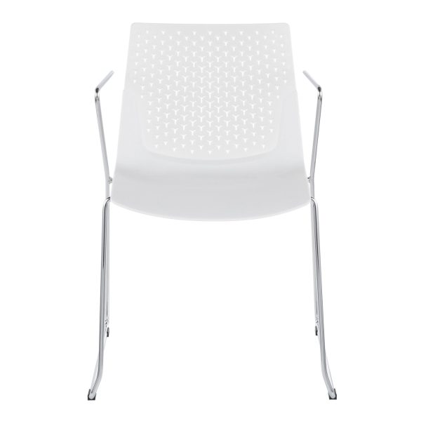 Matcha White Contemporary Chrome Accent Chairs Set of 2 6