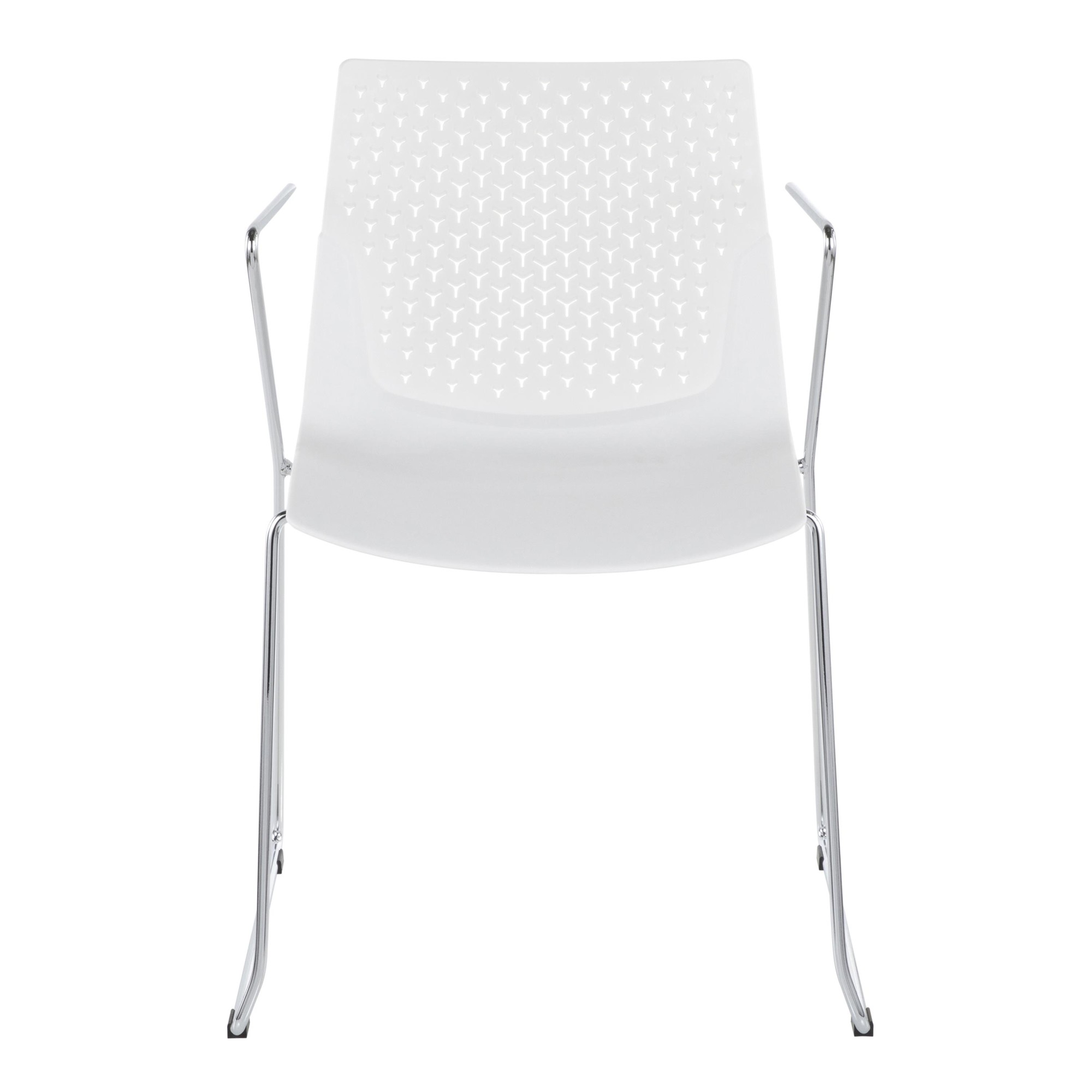 Matcha White Contemporary Chrome Accent Chairs (Set of 2) 7 Matcha White Contemporary Chrome Accent Chairs (Set of 2) - Image 7