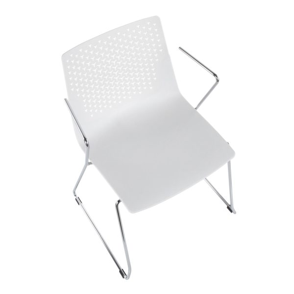 Matcha White Contemporary Chrome Accent Chairs Set of 2 8