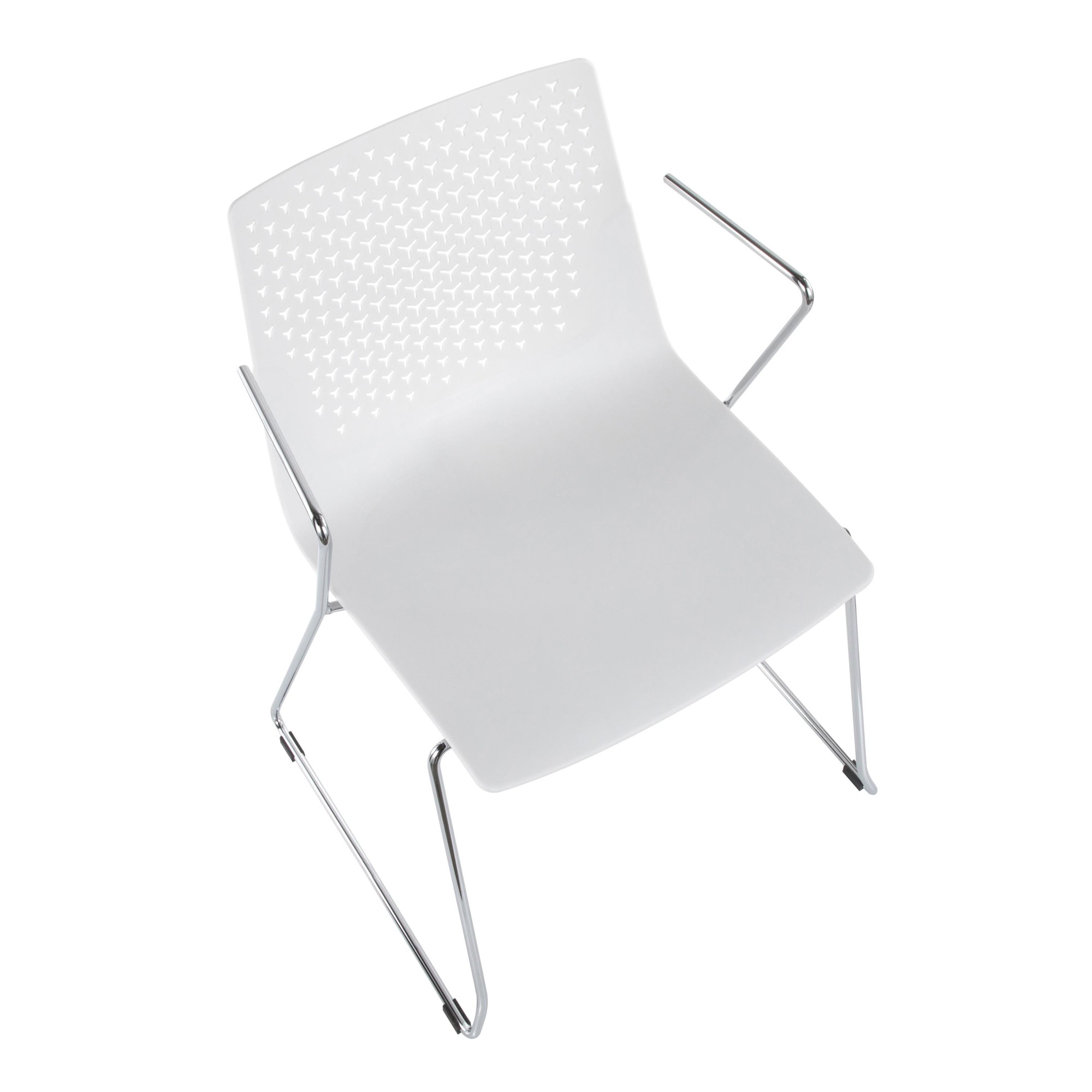 Matcha White Contemporary Chrome Accent Chairs (Set of 2) 9 Matcha White Contemporary Chrome Accent Chairs (Set of 2) - Image 9