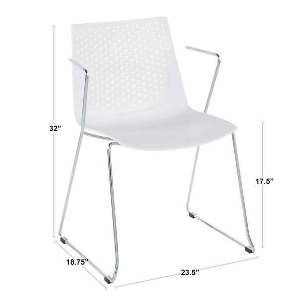 Matcha White Contemporary Chrome Accent Chairs Set of 2 9