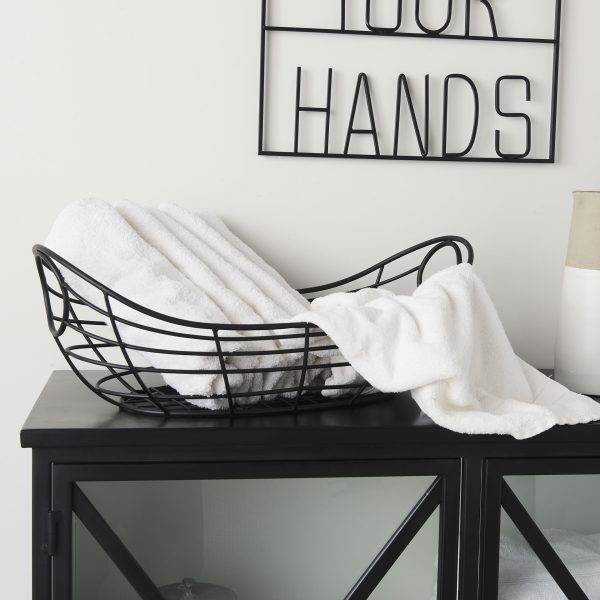 Mateo 22.0L x 12.0W x 7.9H Black Metal Basket 2