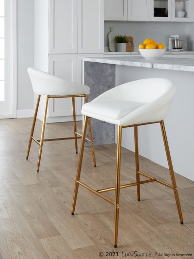 Matisse 26 Glam White Contemporary Counter Stools (Set of 2)