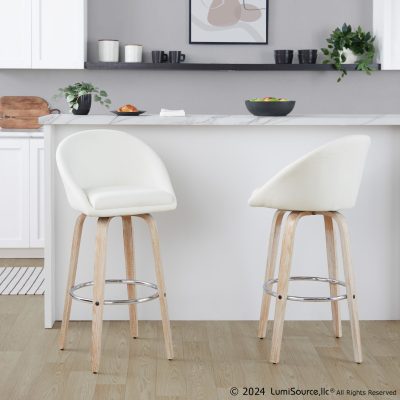 Matisse 30 Contemporary Cream Swivel Barstools (Set of 2)