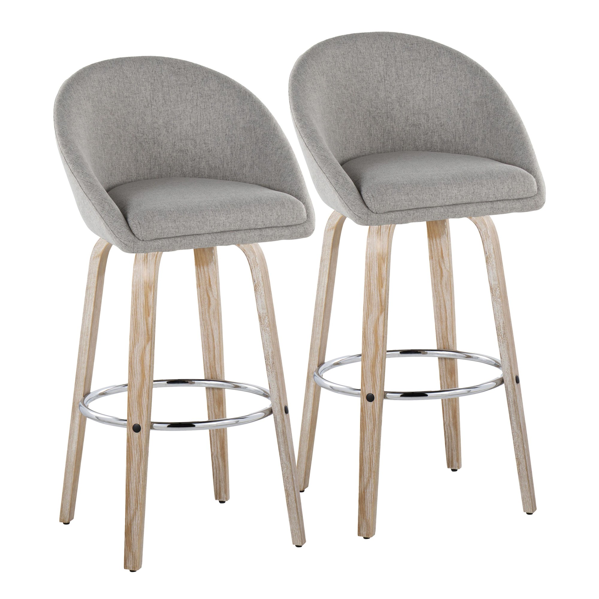 Matisse 30 Contemporary Grey Fabric Swivel Barstools (Set of 2) 3 Matisse 30 Contemporary Grey Fabric Swivel Barstools (Set of 2) - Image 3
