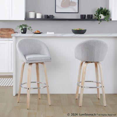 Matisse 30 Contemporary Grey Fabric Swivel Barstools (Set of 2)