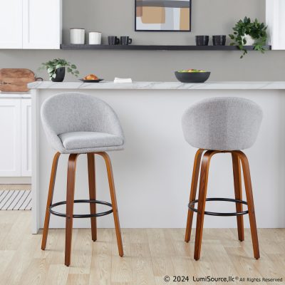 Matisse 30 Walnut and Grey Contemporary Barstool (Set of 2)