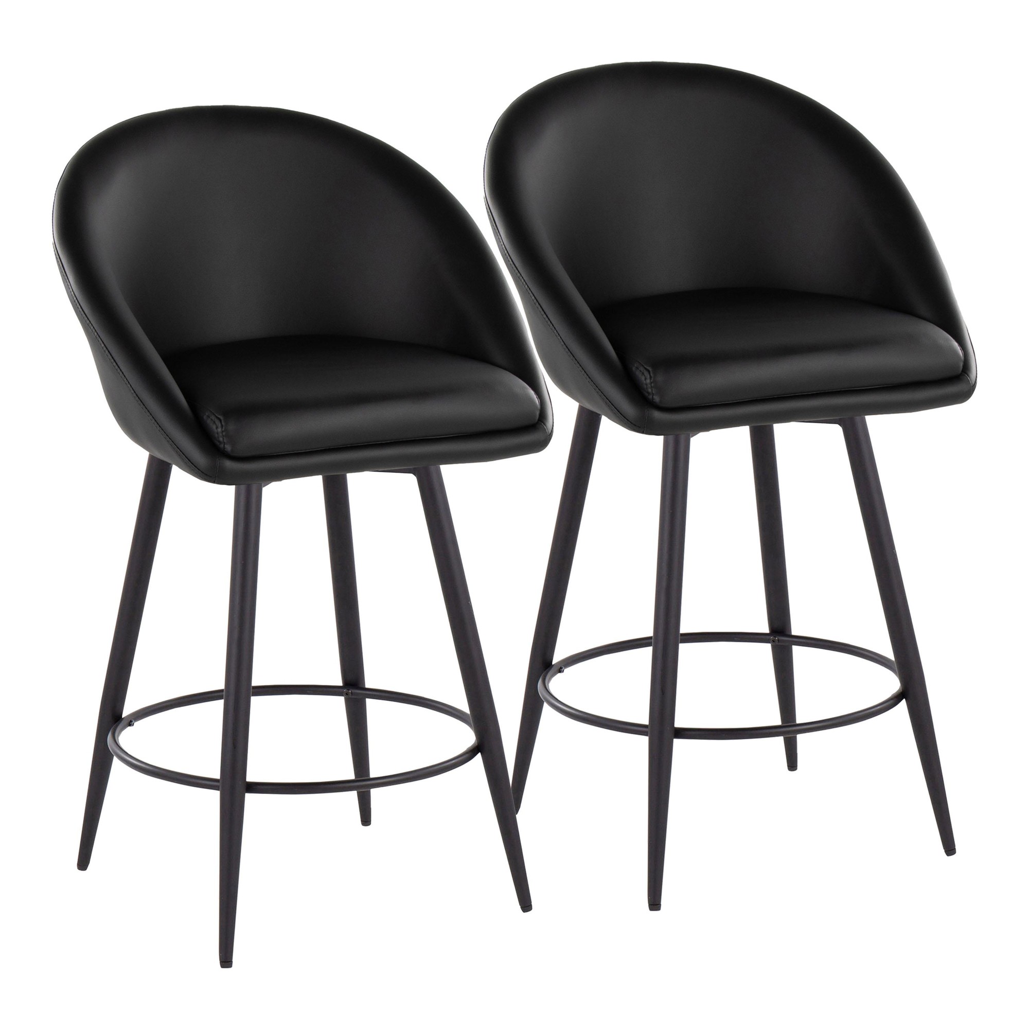Matisse Black Contemporary 26-Inch Swivel Counter Stools (Set of 2) 4 Matisse Black Contemporary 26-Inch Swivel Counter Stools (Set of 2) - Image 4