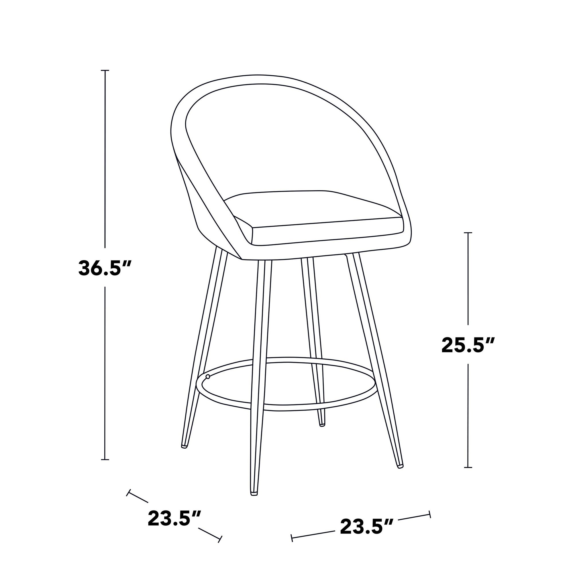 Matisse Black Contemporary 26-Inch Swivel Counter Stools (Set of 2) 10 Matisse Black Contemporary 26-Inch Swivel Counter Stools (Set of 2) - Image 10