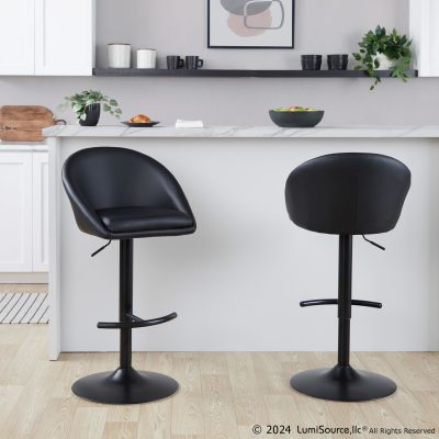 Matisse Black Faux Leather Contemporary Adjustable Barstool (Set of 2)