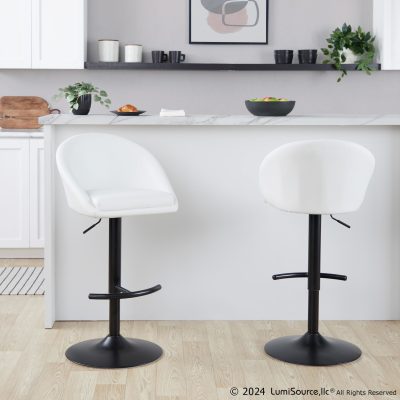 Matisse Black Metal White Faux Leather Contemporary Barstool (Set of 2)