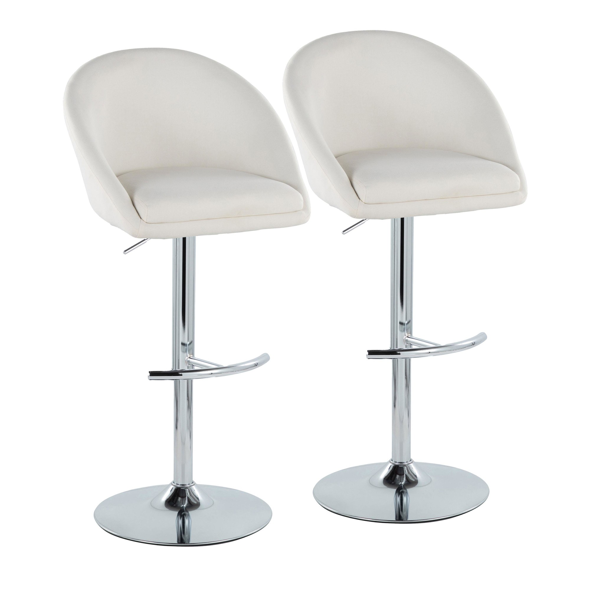 Matisse Chrome Cream Highback Contemporary Adjustable Barstool (Set of 2) 3 Matisse Chrome Cream Highback Contemporary Adjustable Barstool (Set of 2) - Image 3