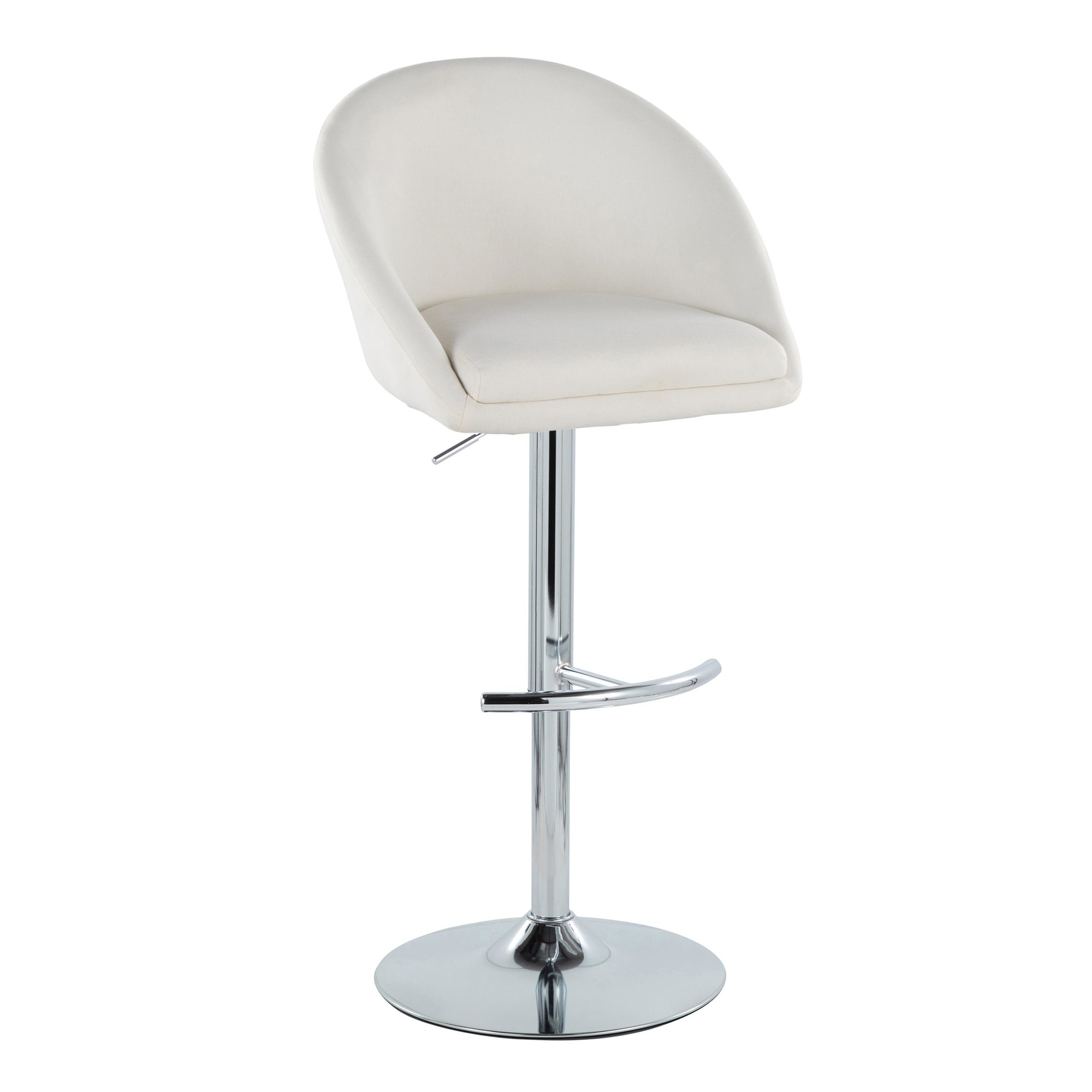 Matisse Chrome Cream Highback Contemporary Adjustable Barstool (Set of 2) 4 Matisse Chrome Cream Highback Contemporary Adjustable Barstool (Set of 2) - Image 4