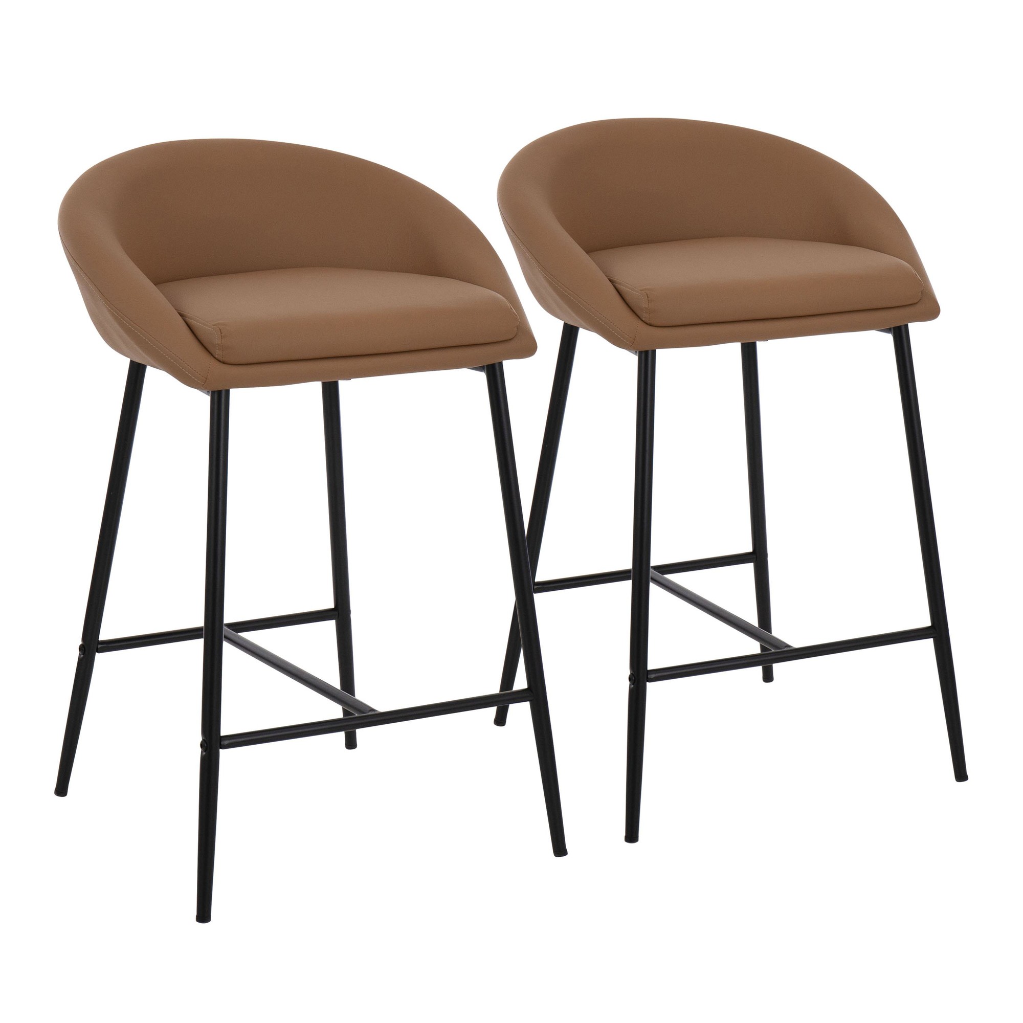 Matisse Contemporary Black and Camel Counter Stools (Set of 2) 3 Matisse Contemporary Black and Camel Counter Stools (Set of 2) - Image 3