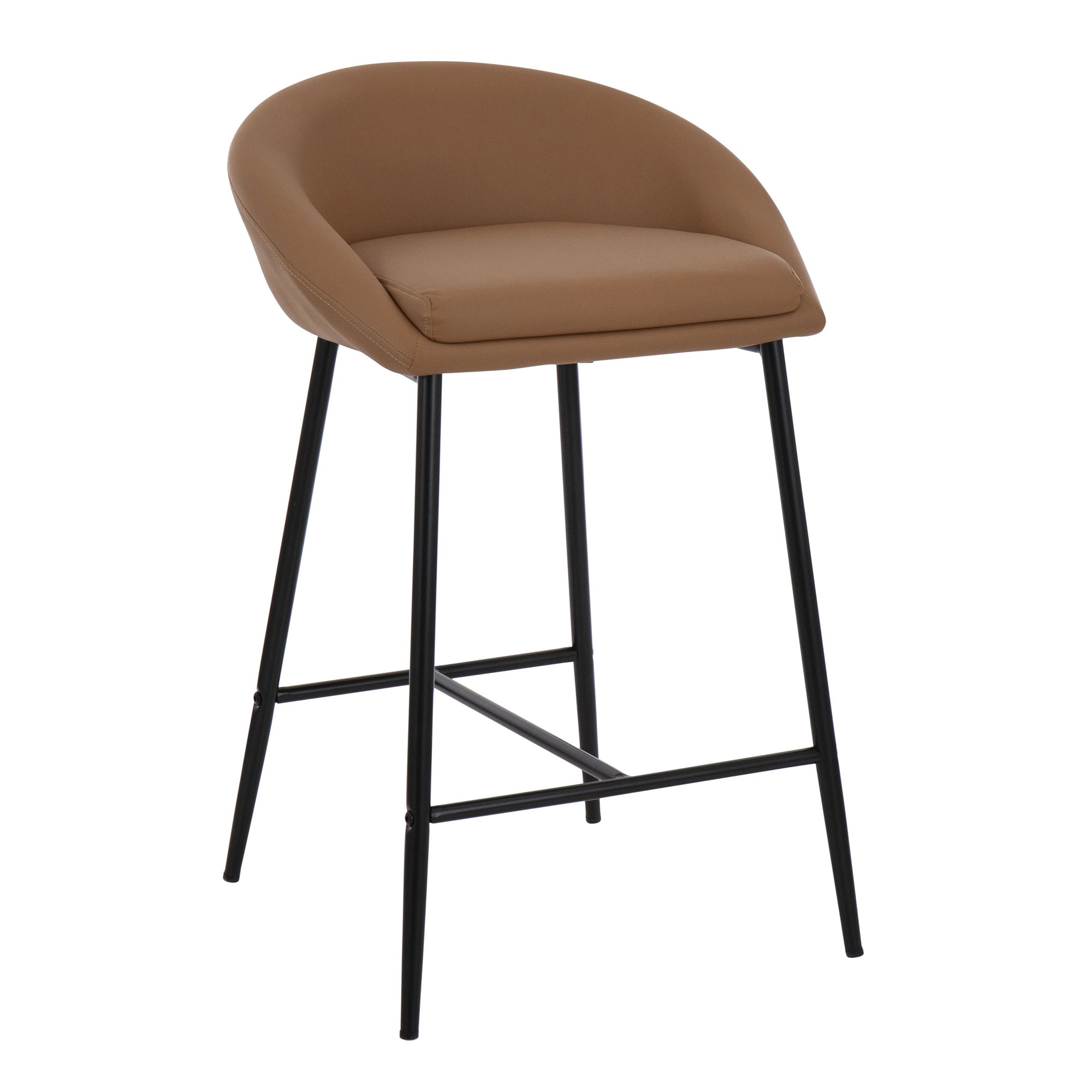 Matisse Contemporary Black and Camel Counter Stools (Set of 2) 4 Matisse Contemporary Black and Camel Counter Stools (Set of 2) - Image 4