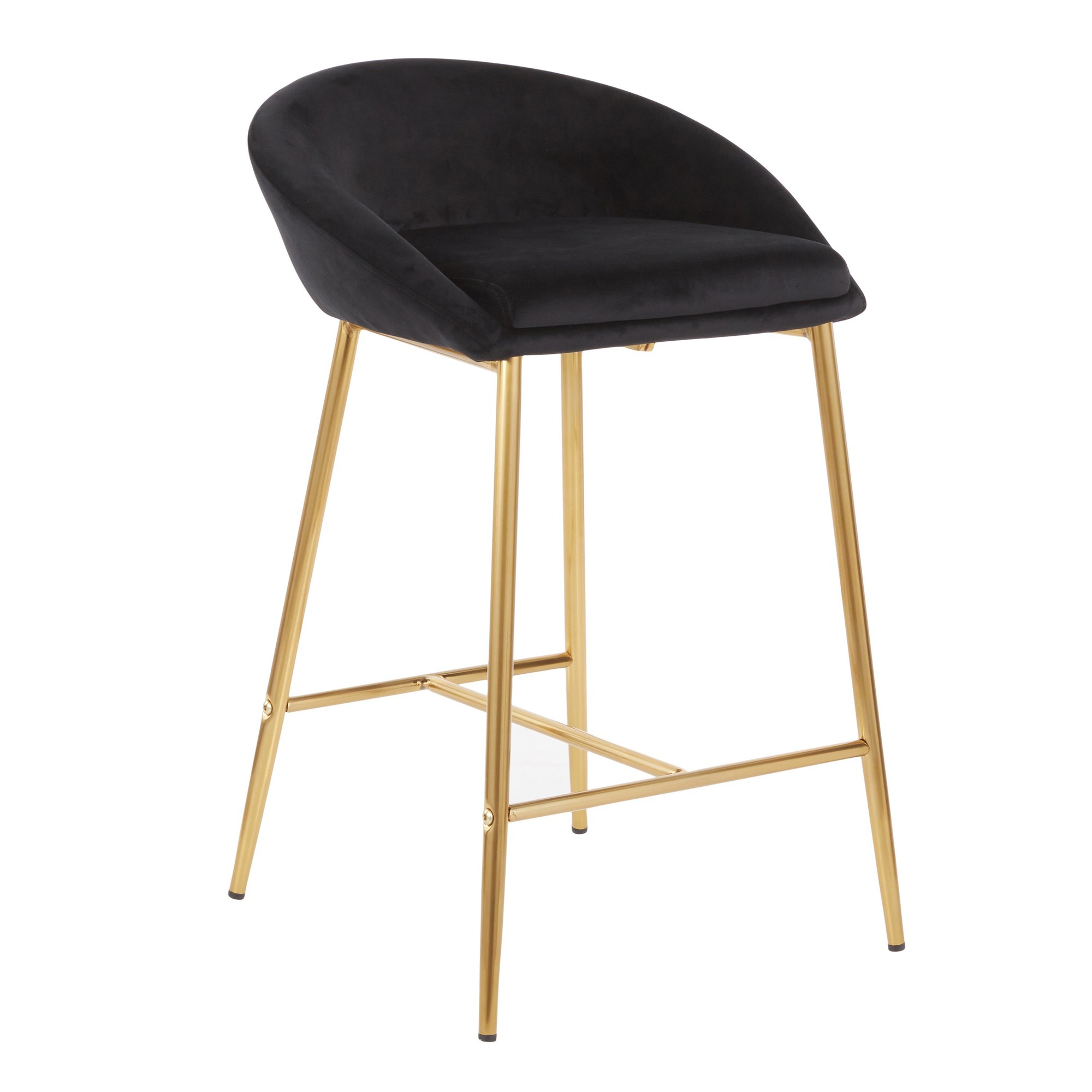 Matisse Glam Black Velvet Gold Contemporary 26-Inch Counter Stools (Set of 2) 5 Matisse Glam Black Velvet Gold Contemporary 26-Inch Counter Stools (Set of 2) - Image 5