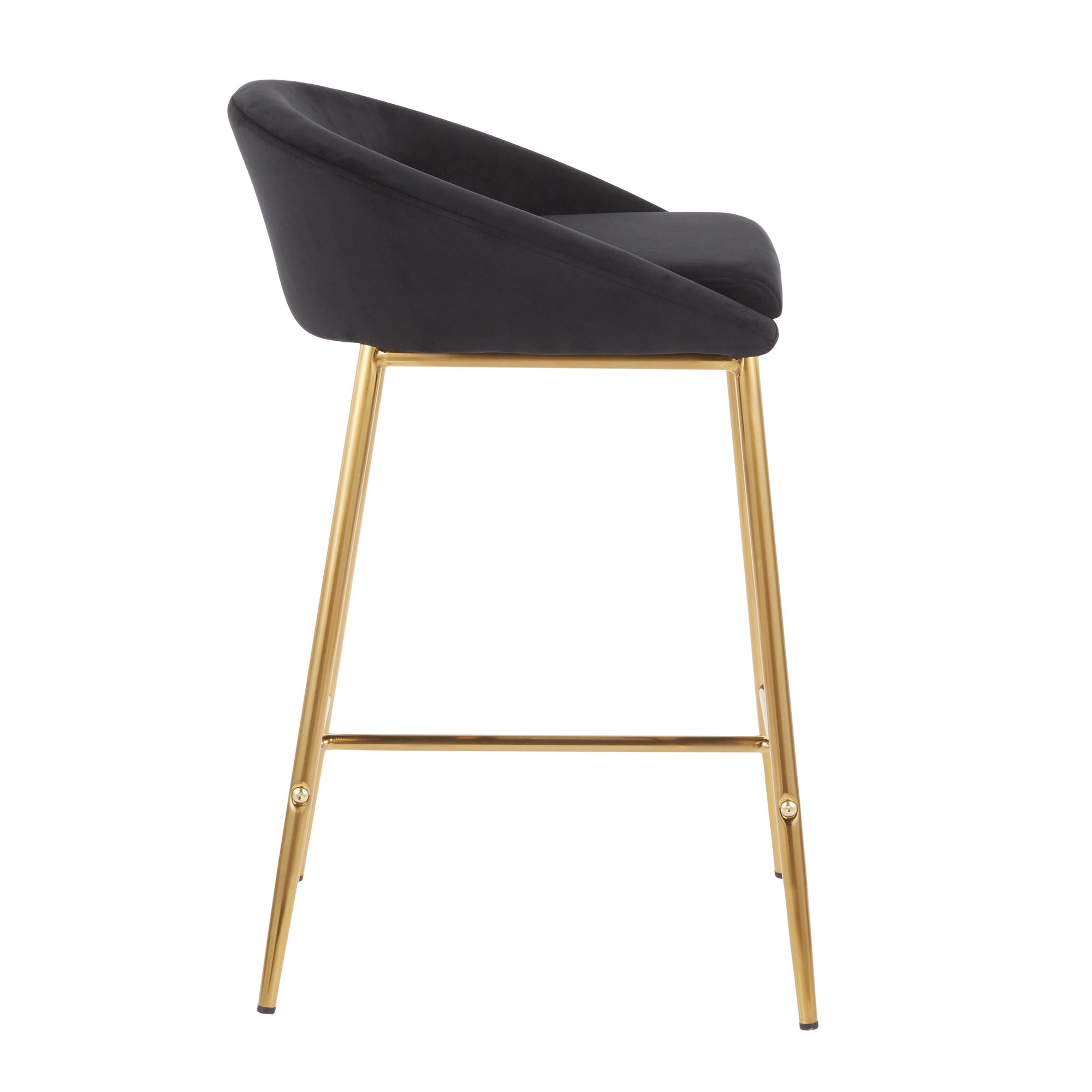 Matisse Glam Black Velvet Gold Contemporary 26-Inch Counter Stools (Set of 2) 6 Matisse Glam Black Velvet Gold Contemporary 26-Inch Counter Stools (Set of 2) - Image 6