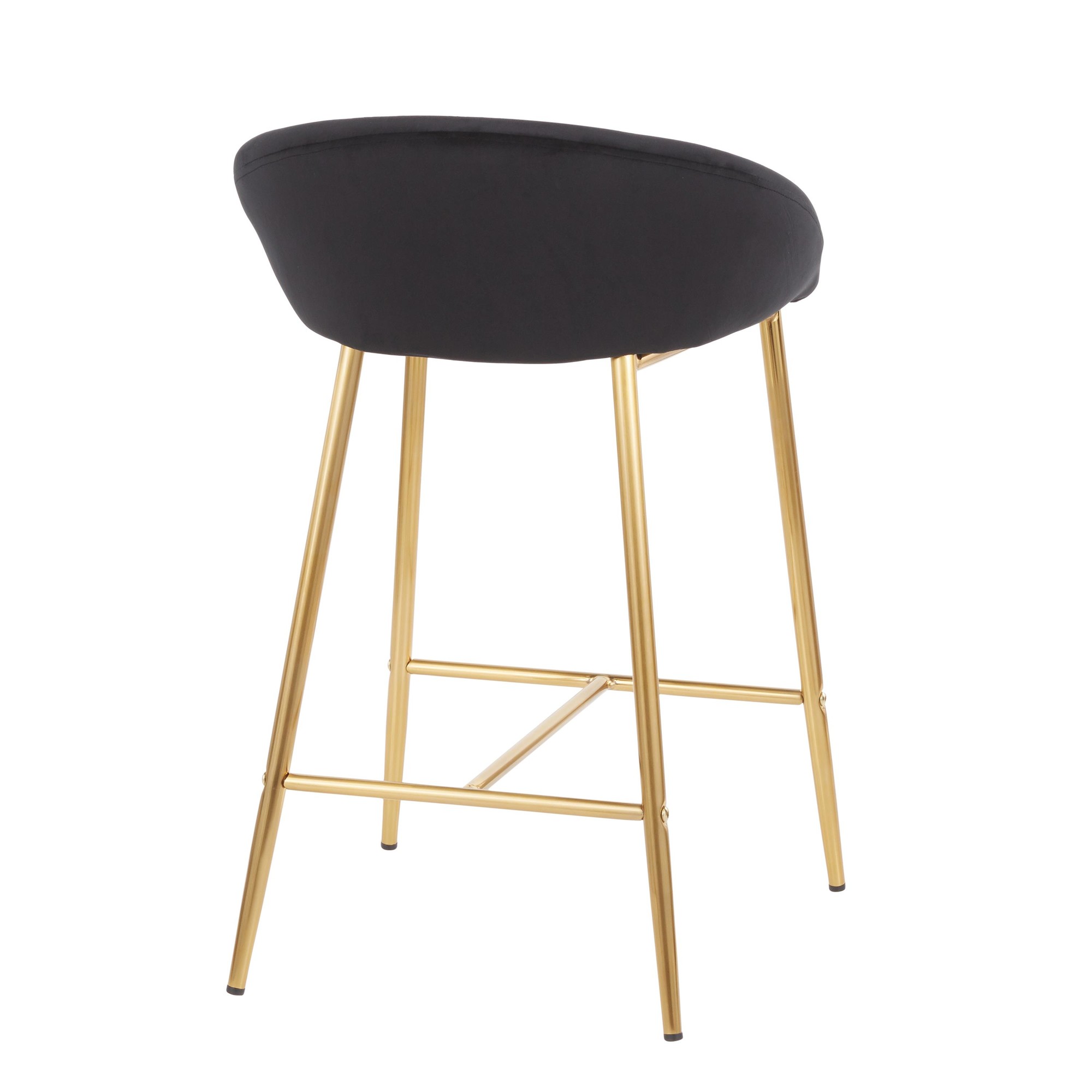 Matisse Glam Black Velvet Gold Contemporary 26-Inch Counter Stools (Set of 2) 7 Matisse Glam Black Velvet Gold Contemporary 26-Inch Counter Stools (Set of 2) - Image 7