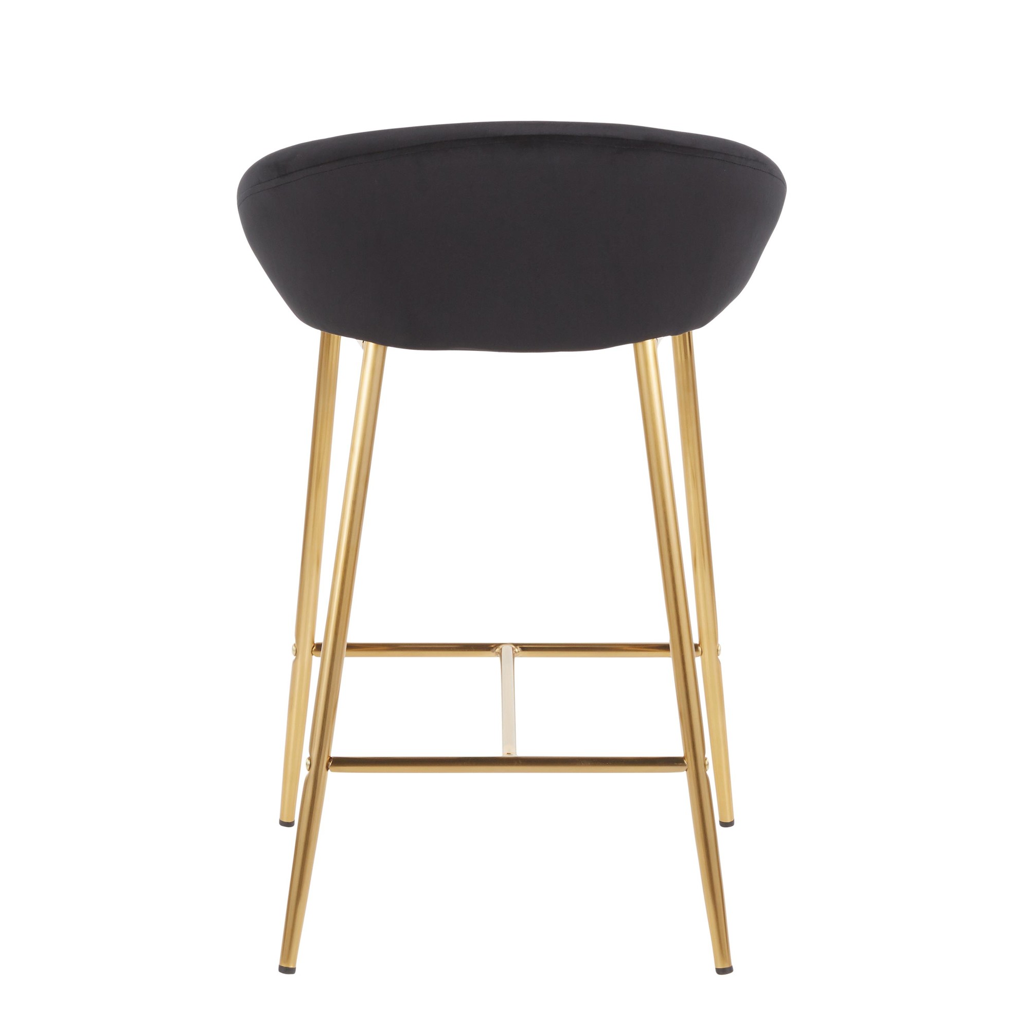 Matisse Glam Black Velvet Gold Contemporary 26-Inch Counter Stools (Set of 2) 8 Matisse Glam Black Velvet Gold Contemporary 26-Inch Counter Stools (Set of 2) - Image 8