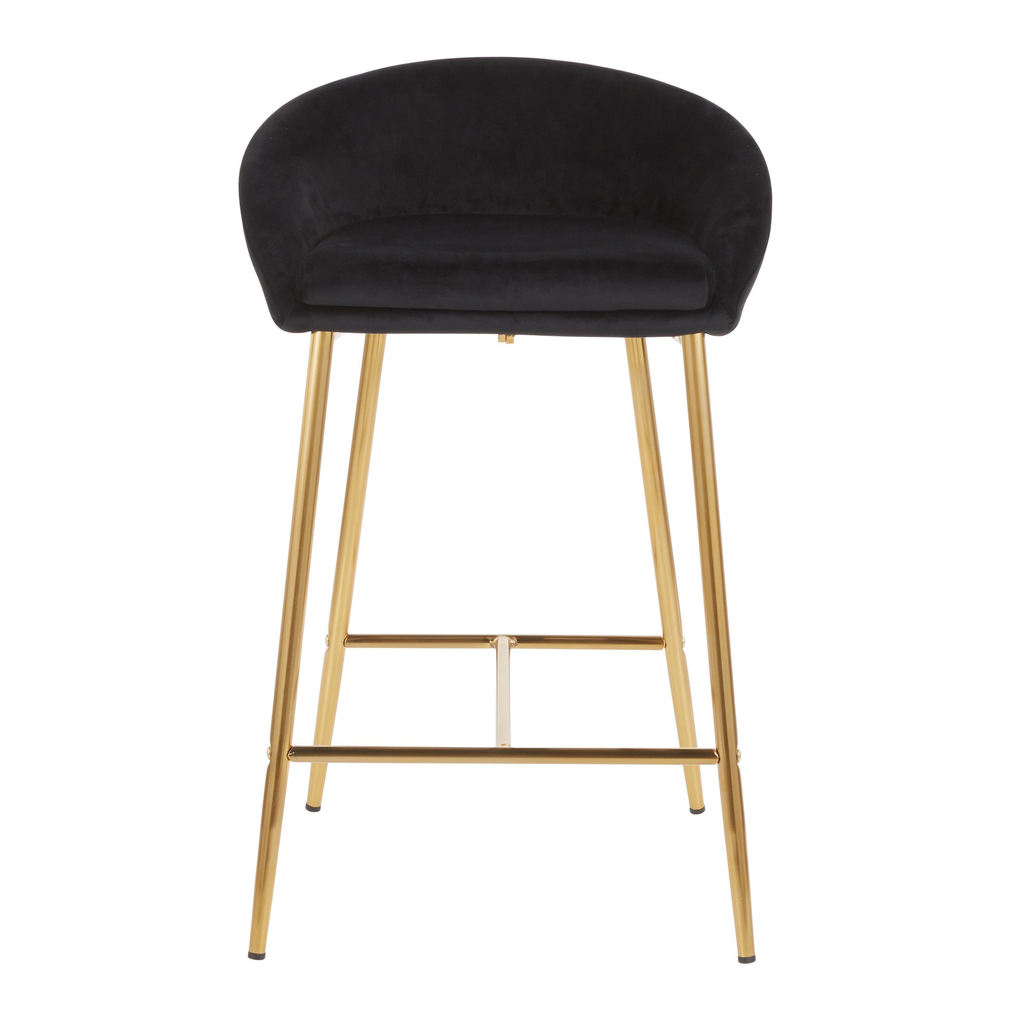 Matisse Glam Black Velvet Gold Contemporary 26-Inch Counter Stools (Set of 2) 9 Matisse Glam Black Velvet Gold Contemporary 26-Inch Counter Stools (Set of 2) - Image 9