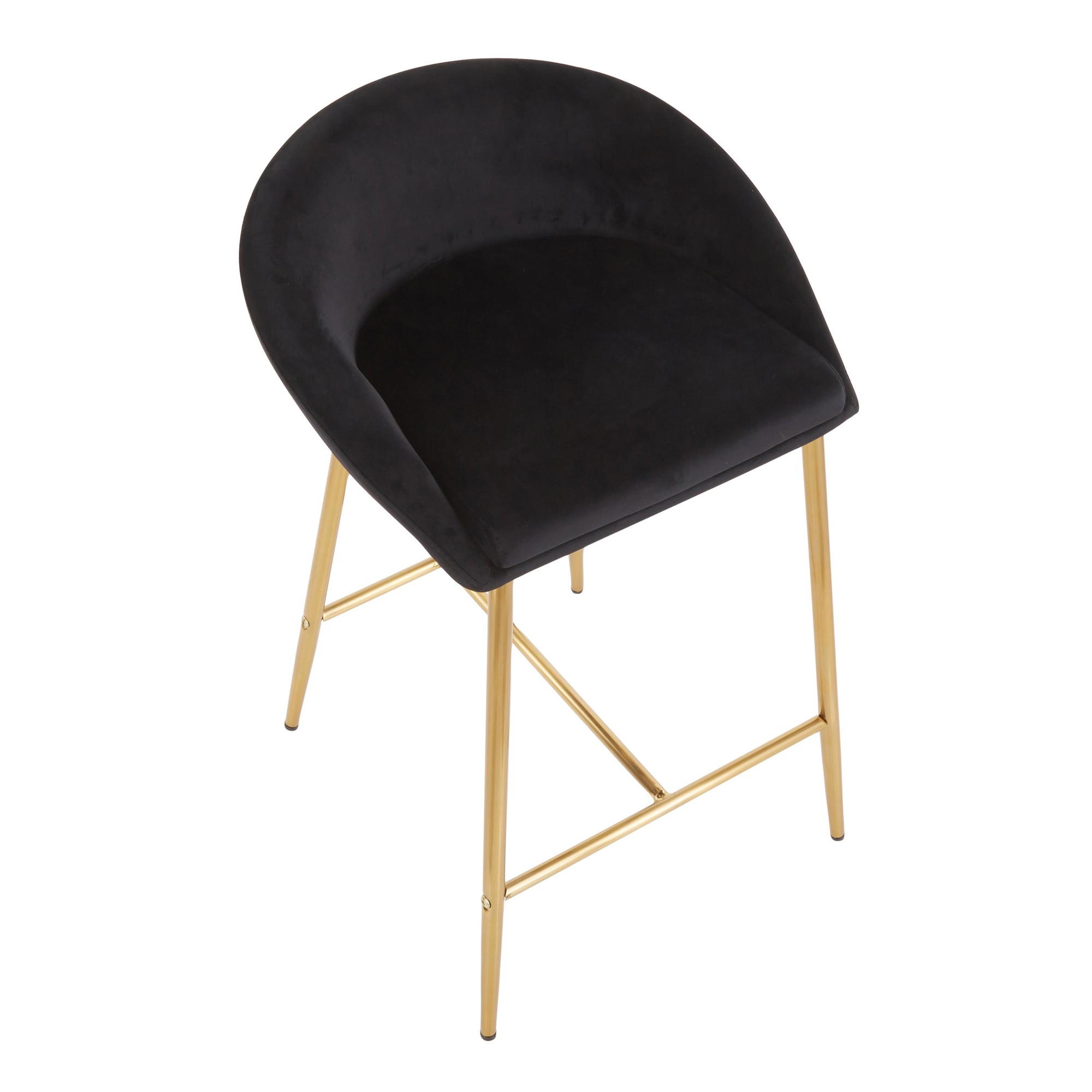 Matisse Glam Black Velvet Gold Contemporary 26-Inch Counter Stools (Set of 2) 10 Matisse Glam Black Velvet Gold Contemporary 26-Inch Counter Stools (Set of 2) - Image 10