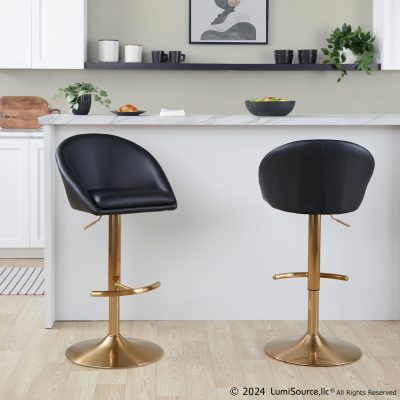 Matisse Gold and Black Contemporary Adjustable Barstool (Set of 2)