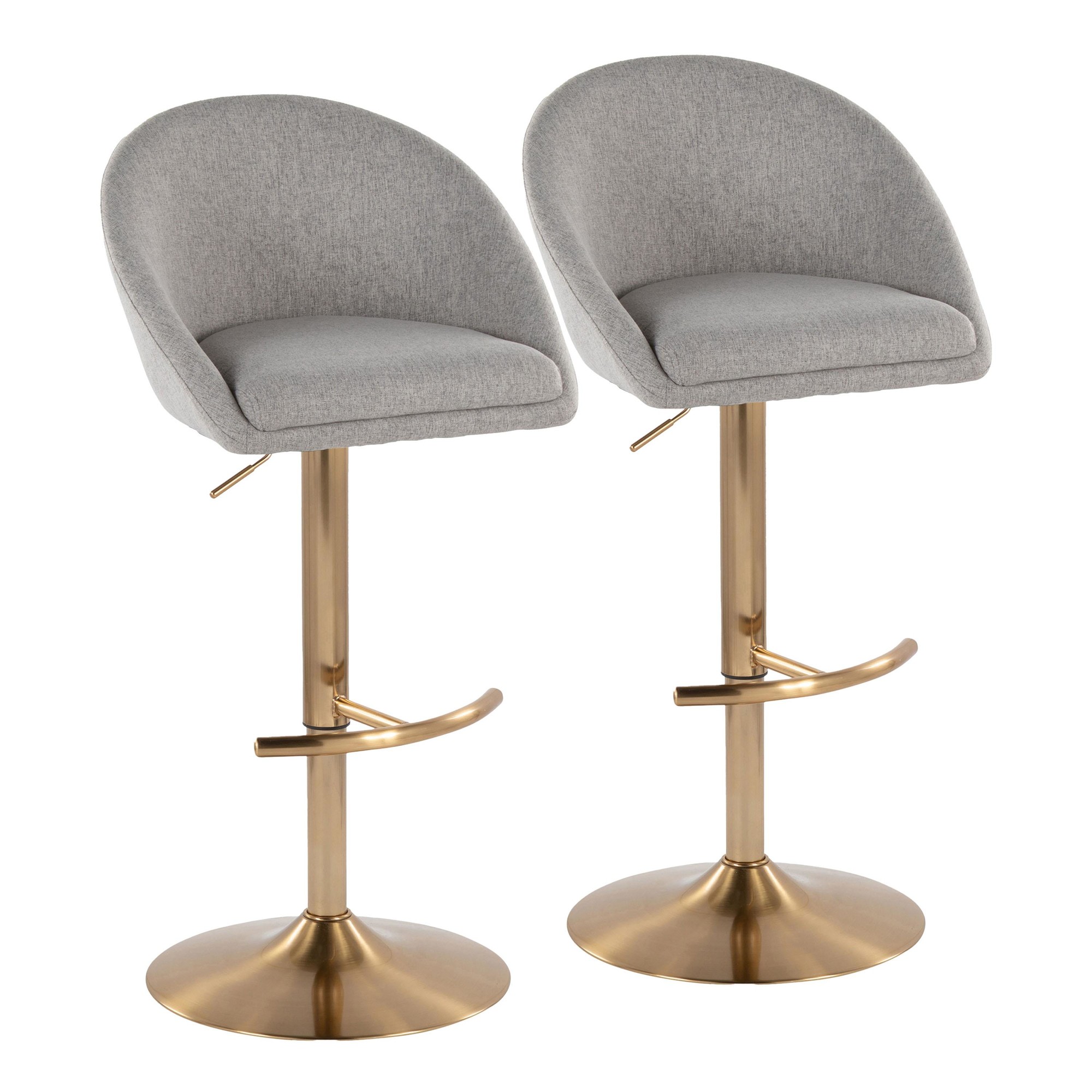 Matisse Gold and Grey Contemporary Adjustable Barstool (Set of 2) 3 Matisse Gold and Grey Contemporary Adjustable Barstool (Set of 2) - Image 3