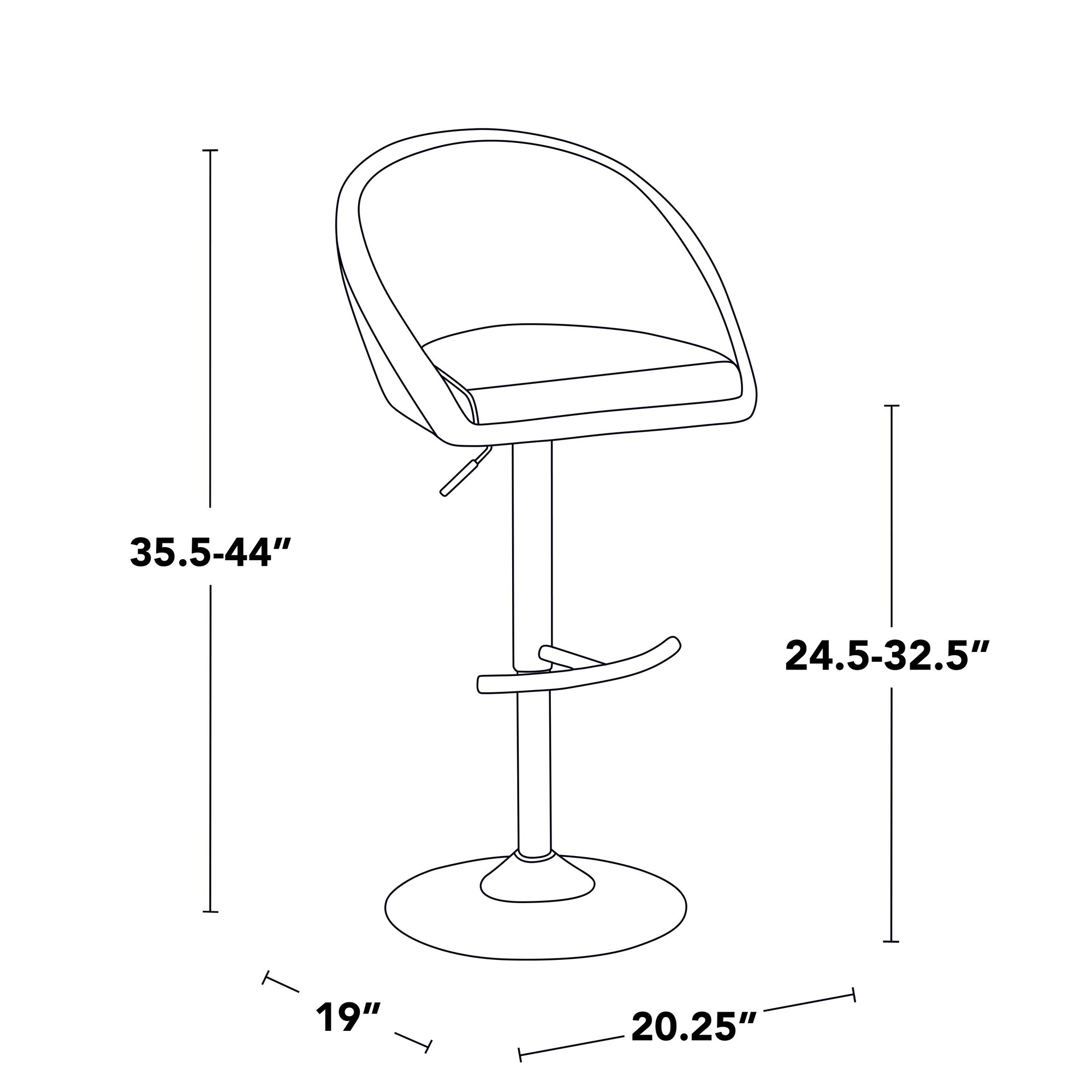 Matisse Gold and Grey Contemporary Adjustable Barstool (Set of 2) 9 Matisse Gold and Grey Contemporary Adjustable Barstool (Set of 2) - Image 9