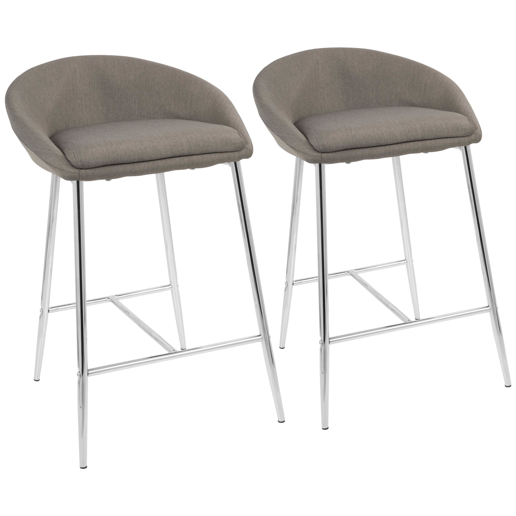 Matisse Grey Fabric Contemporary 26-Inch Counter Stools (Set of 2) 3 Matisse Grey Fabric Contemporary 26-Inch Counter Stools (Set of 2) - Image 3