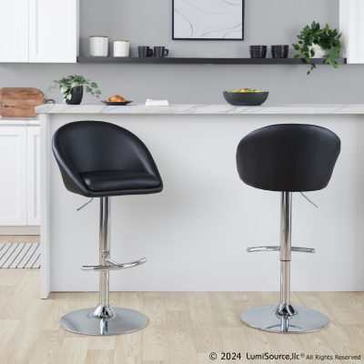 Matisse Highback Chrome and Black Contemporary Barstool (Set of 2)