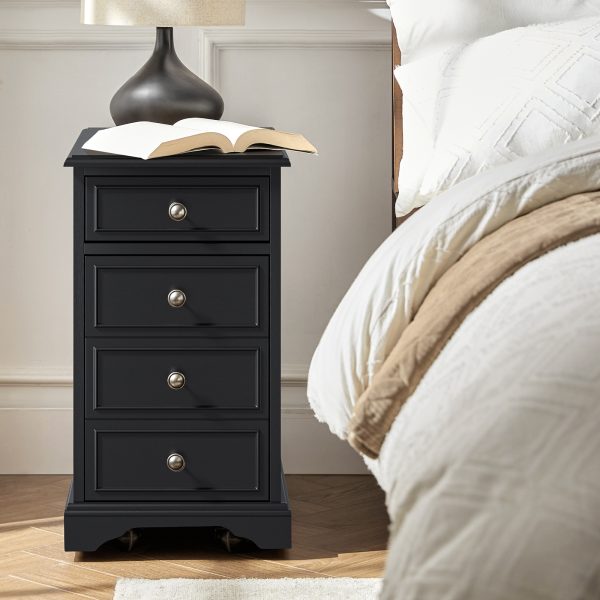 Mattew Black Charging End Table with Casters and Tray 1