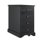 Mattew Black Charging End Table with Casters and Tray