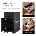 Mattew Black Charging End Table with Casters and Tray