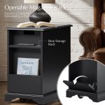 Mattew Black Charging End Table with Casters and Tray
