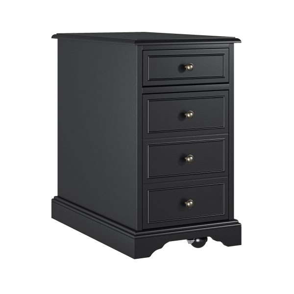 Mattew Black Charging End Table with Casters and Tray