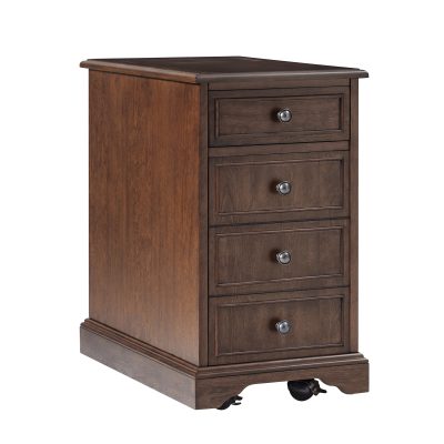 Mattew Black Charging Walnut End Table with Casters
