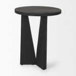 Mattius Black Wood Accent Table